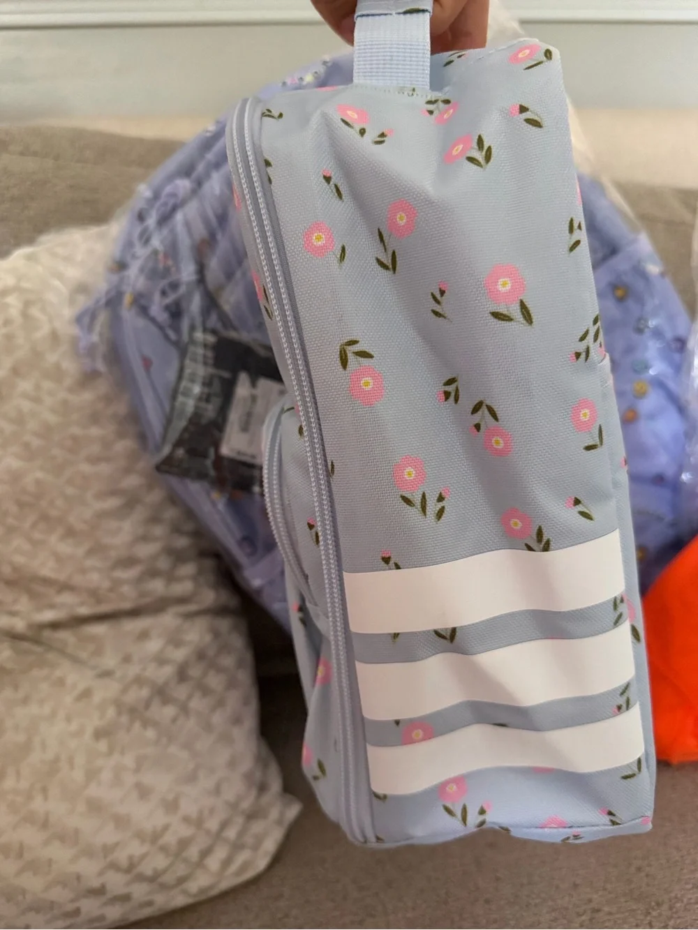adidas Light Blue Floral Kids lunch bag